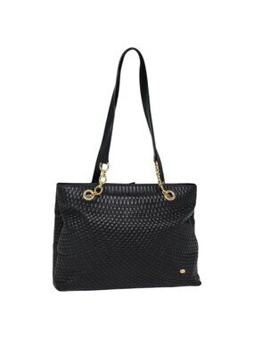 BALLY Tote Bag Leather Black Gold